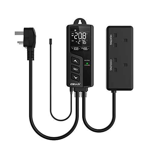 Elitech STC-1000Pro Dual Relay 220v Socket Termostato Digital con Sonda, Controlador de Temperatura de Enfriamiento y Calefacción para el Acuario Calentador de Agua Incubador ✩Garantía de 12 meses✩