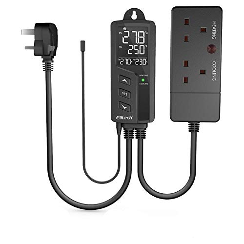 Elitech STC-1000Pro Dual Relay 220v Socket Termostato Digital con Sonda, Controlador de Temperatura de Enfriamiento y Calefacción para el Acuario Calentador de Agua Incubador ✩Garantía de 12 Meses✩
