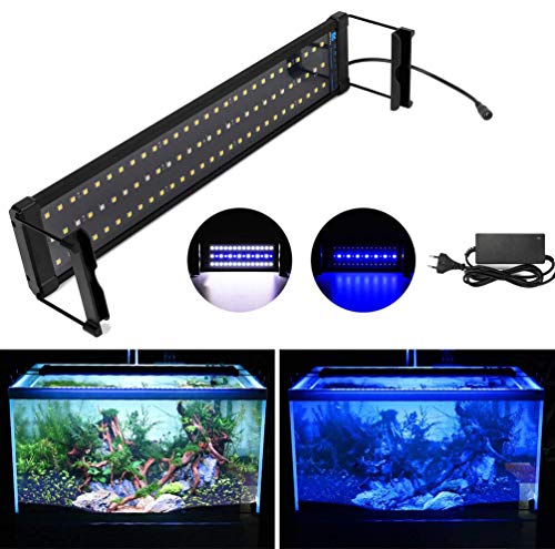 DOCEAN Luz Led Acuario, Iluminación LED para Acuarios Lámpara para Peceras SMD 5050, Luz blanca y luz azul, 18W para 50cm-72cm Peceras
