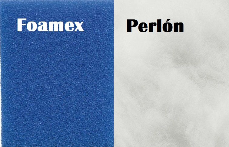 materiales filtrantes, foamex y lana de perlon
